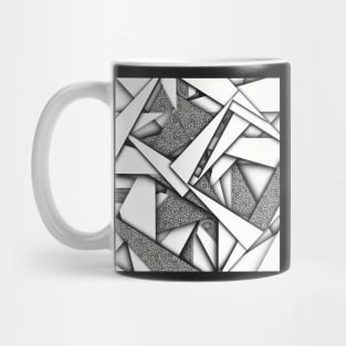 Speckled Paper Airplane Scraps, Black and White Digital Illustration Mug